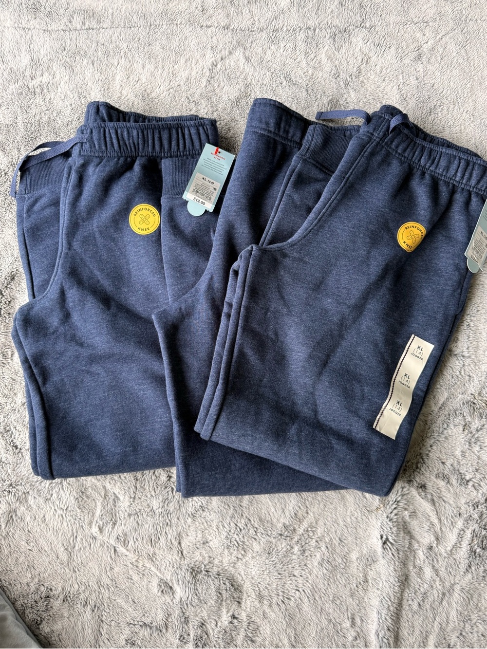 Navy Blue Kids Sweatpants Joggers with Yellow Patch
